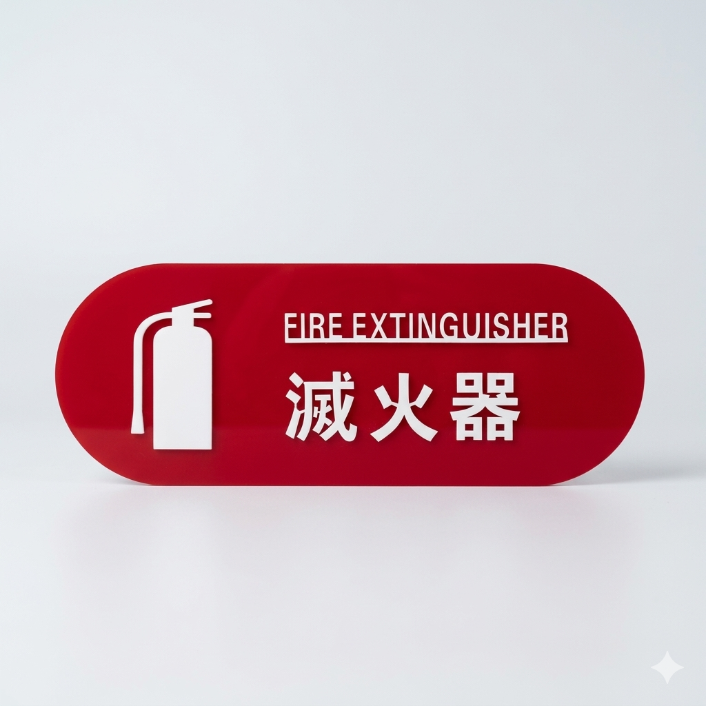 飛龍牌 高質感壓克力立體字滅火器標示牌 (室內設計師與百萬裝潢專用)
